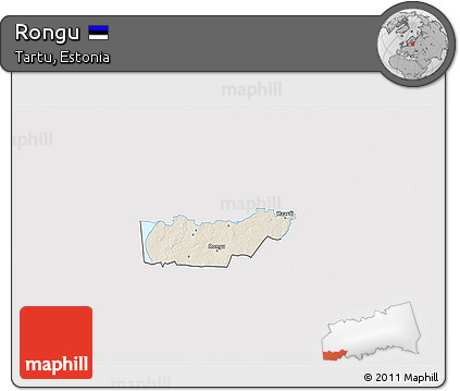 Shaded Relief 3D Map of Rongu, single color outside