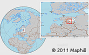 Gray Location Map of Rongu, highlighted parent region, within the entire country