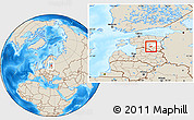 Shaded Relief Location Map of Rongu, highlighted parent region, within the entire country