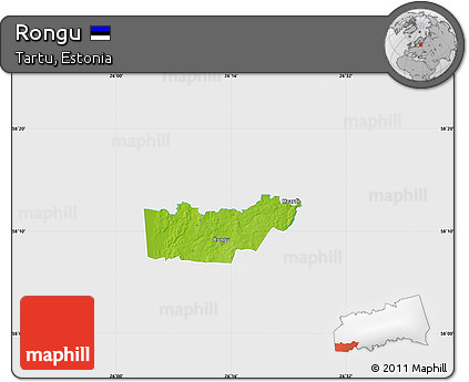 Physical Map of Rongu, single color outside