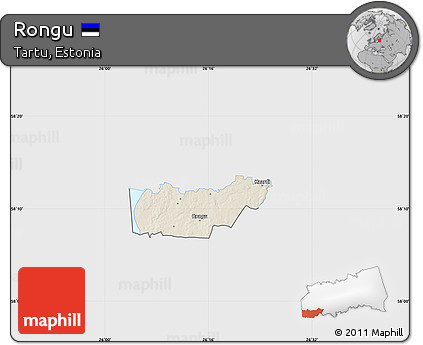 Shaded Relief Map of Rongu, single color outside