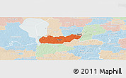 Political Panoramic Map of Rongu, lighten