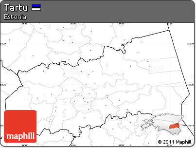 Blank Simple Map of Tartu, no labels