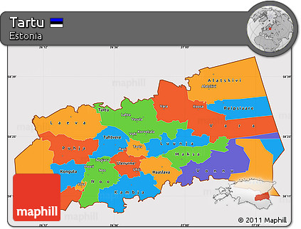 Political Simple Map of Tartu, cropped outside
