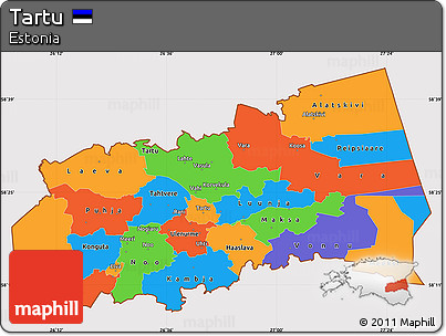 Political Simple Map of Tartu, cropped outside
