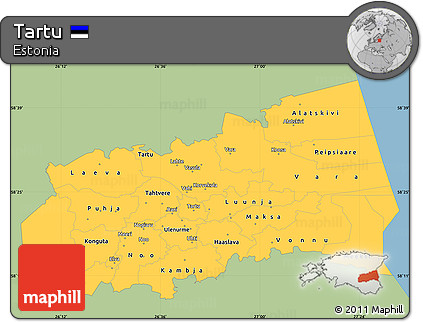 Savanna Style Simple Map of Tartu, single color outside