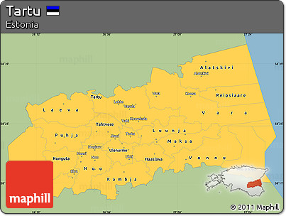 Savanna Style Simple Map of Tartu, single color outside