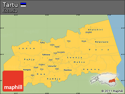 Savanna Style Simple Map of Tartu, single color outside
