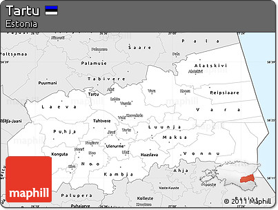Silver Style Simple Map of Tartu