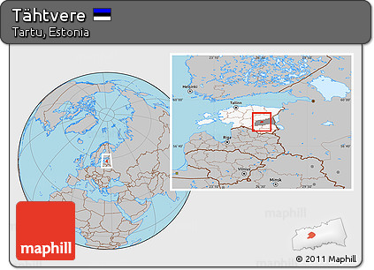 Gray Location Map of Tähtvere, highlighted country, highlighted parent region