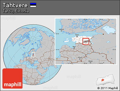 Gray Location Map of Tähtvere, highlighted country, highlighted parent region