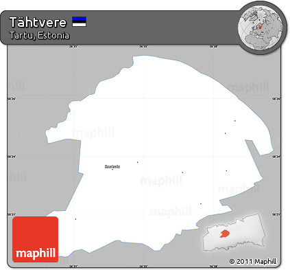 Gray Simple Map of Tähtvere, single color outside