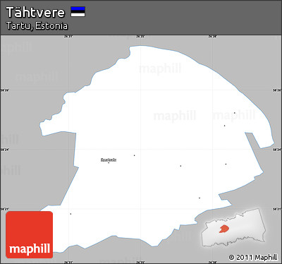 Gray Simple Map of Tähtvere, single color outside