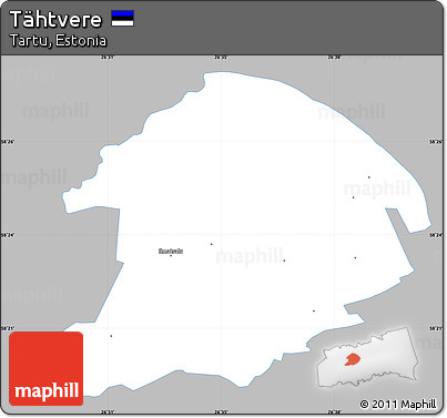 Gray Simple Map of Tähtvere, single color outside