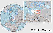 Gray Location Map of Tartu Linn, highlighted country, highlighted parent region, hill shading
