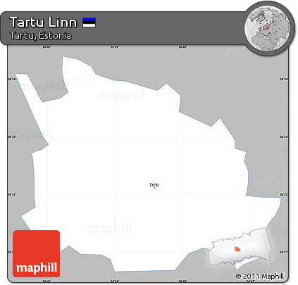 Gray Simple Map of Tartu Linn, single color outside