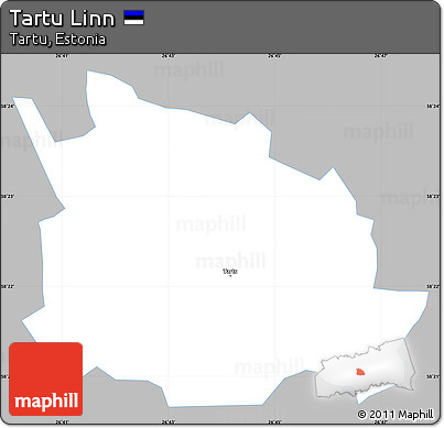 Gray Simple Map of Tartu Linn, single color outside