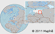 Gray Location Map of Ülenurme, highlighted country, hill shading