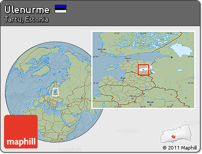 Savanna Style Location Map of Ülenurme, highlighted parent region, hill shading