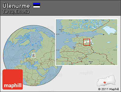 Savanna Style Location Map of Ülenurme, highlighted parent region, hill shading