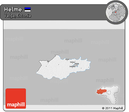 Gray 3D Map of Helme, single color outside