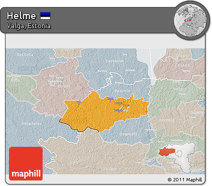 Political 3D Map of Helme, lighten, semi-desaturated