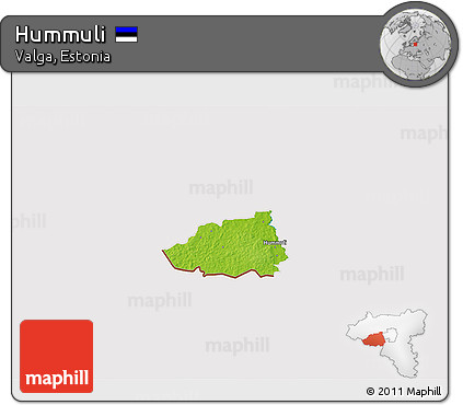 Physical 3D Map of Hummuli, cropped outside