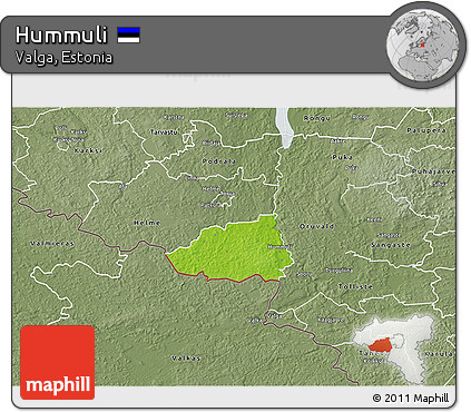 Physical 3D Map of Hummuli, semi-desaturated