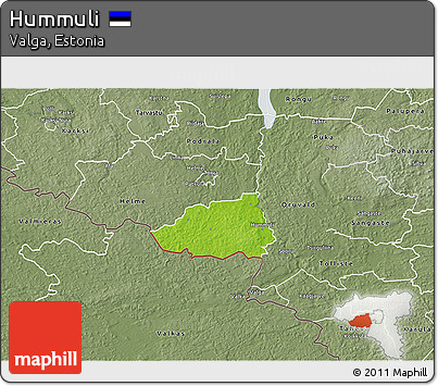 Physical 3D Map of Hummuli, semi-desaturated