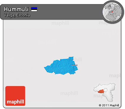 Political 3D Map of Hummuli, single color outside