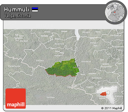 Satellite 3D Map of Hummuli, lighten, semi-desaturated