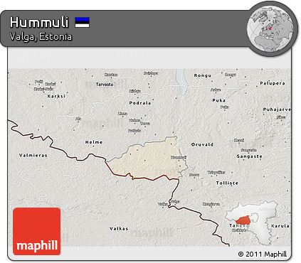 Shaded Relief 3D Map of Hummuli, semi-desaturated