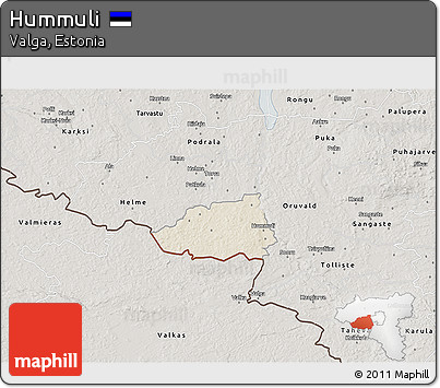 Shaded Relief 3D Map of Hummuli, semi-desaturated