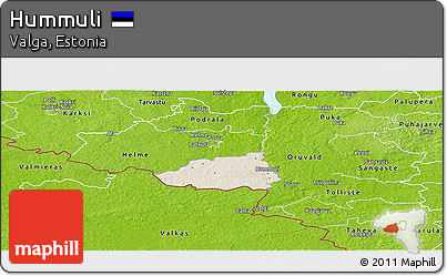 Shaded Relief Panoramic Map of Hummuli, physical outside