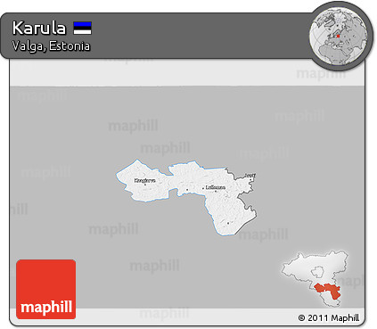 Gray 3D Map of Karula, single color outside