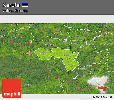 Physical 3D Map of Karula, satellite outside