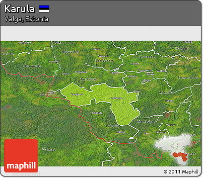 Physical 3D Map of Karula, satellite outside