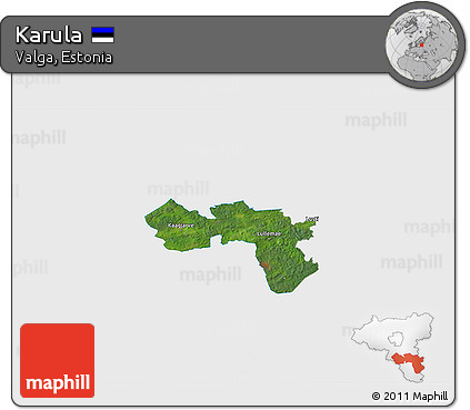 Satellite 3D Map of Karula, single color outside