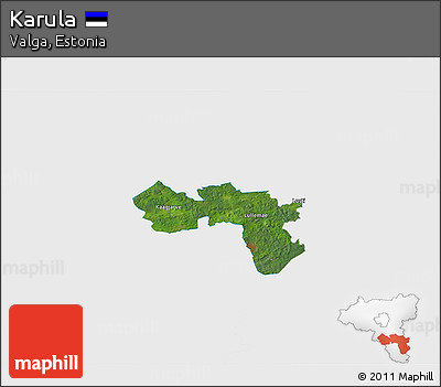 Satellite 3D Map of Karula, single color outside