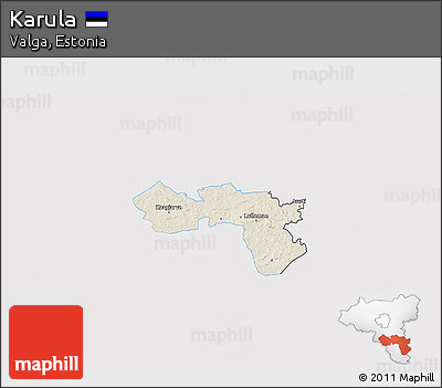 Shaded Relief 3D Map of Karula, single color outside