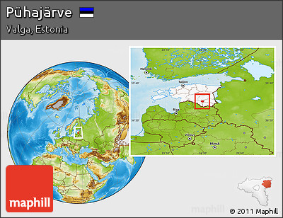Physical Location Map of Pühajärve, highlighted country