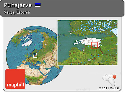 Satellite Location Map of Pühajärve, highlighted country, highlighted parent region, within the entire country
