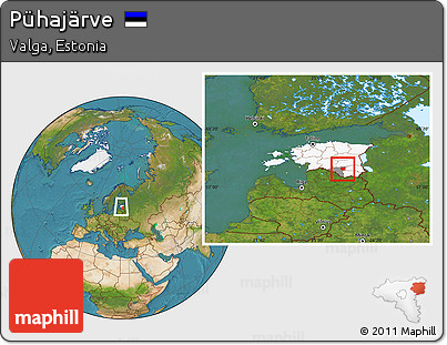 Satellite Location Map of Pühajärve, highlighted country, highlighted parent region, within the entire country