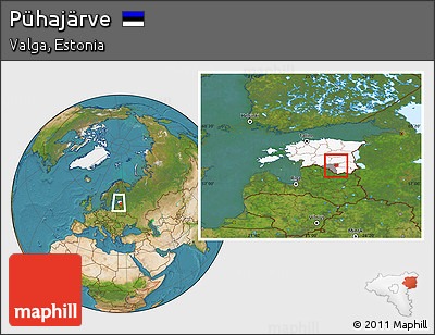 Satellite Location Map of Pühajärve, highlighted country, highlighted parent region, within the entire country