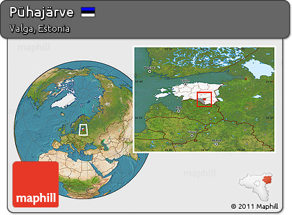 Satellite Location Map of Pühajärve, highlighted country, highlighted parent region