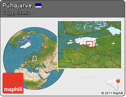 Satellite Location Map of Pühajärve, highlighted country, highlighted parent region