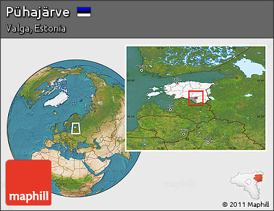 Satellite Location Map of Pühajärve, highlighted country, highlighted parent region