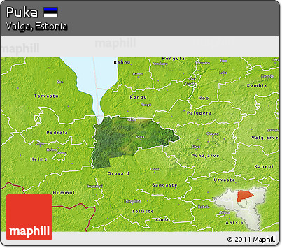 Satellite 3D Map of Puka, physical outside