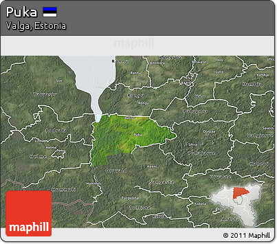 Satellite 3D Map of Puka, semi-desaturated