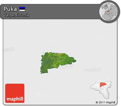 Satellite 3D Map of Puka, single color outside